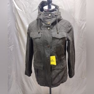 Lucky Brand Women's Anorak Hooded Jacket Zip & Snap Button (Army, Small) NWT